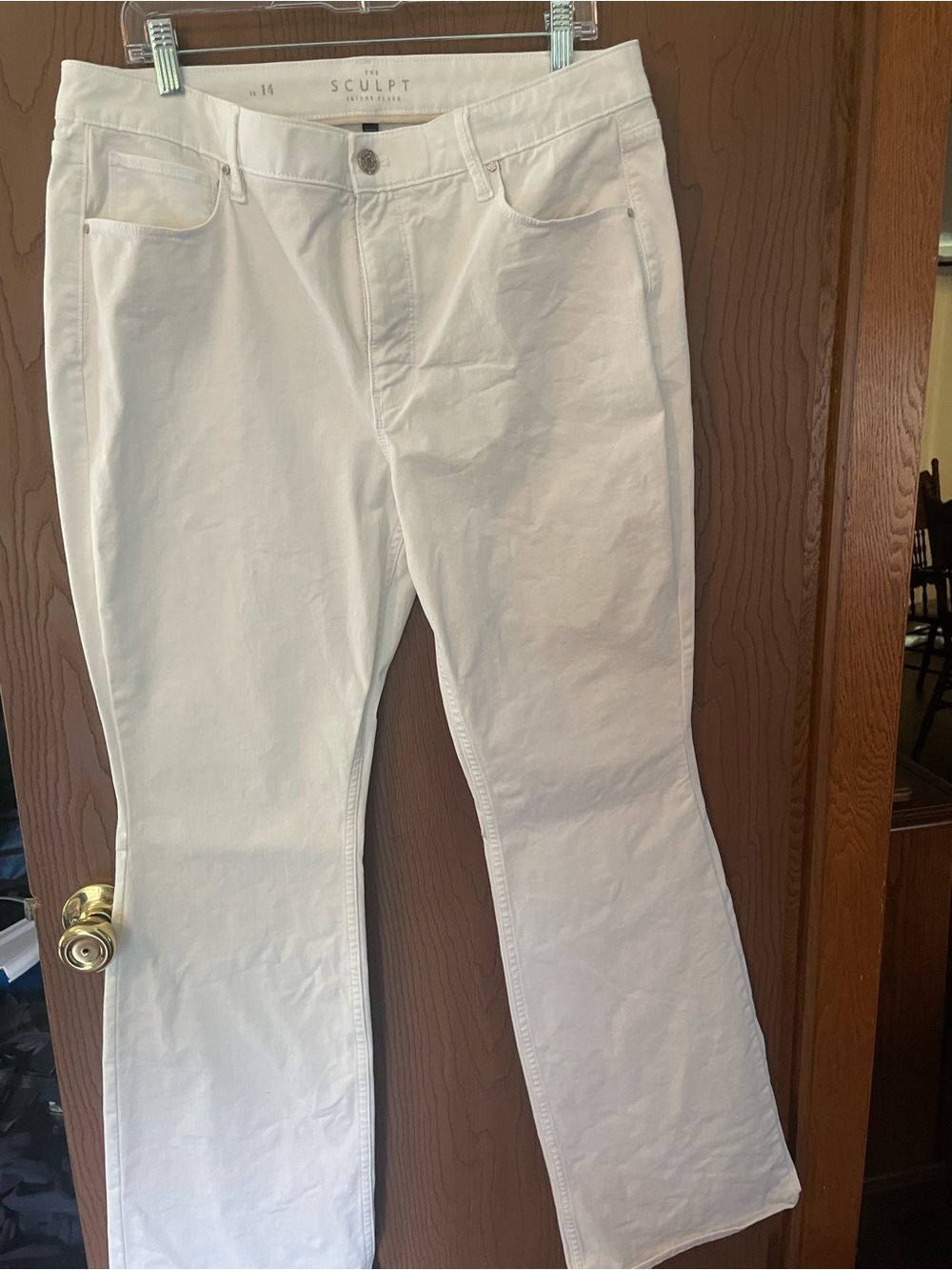 WHBM white skinny flare jeans size 14